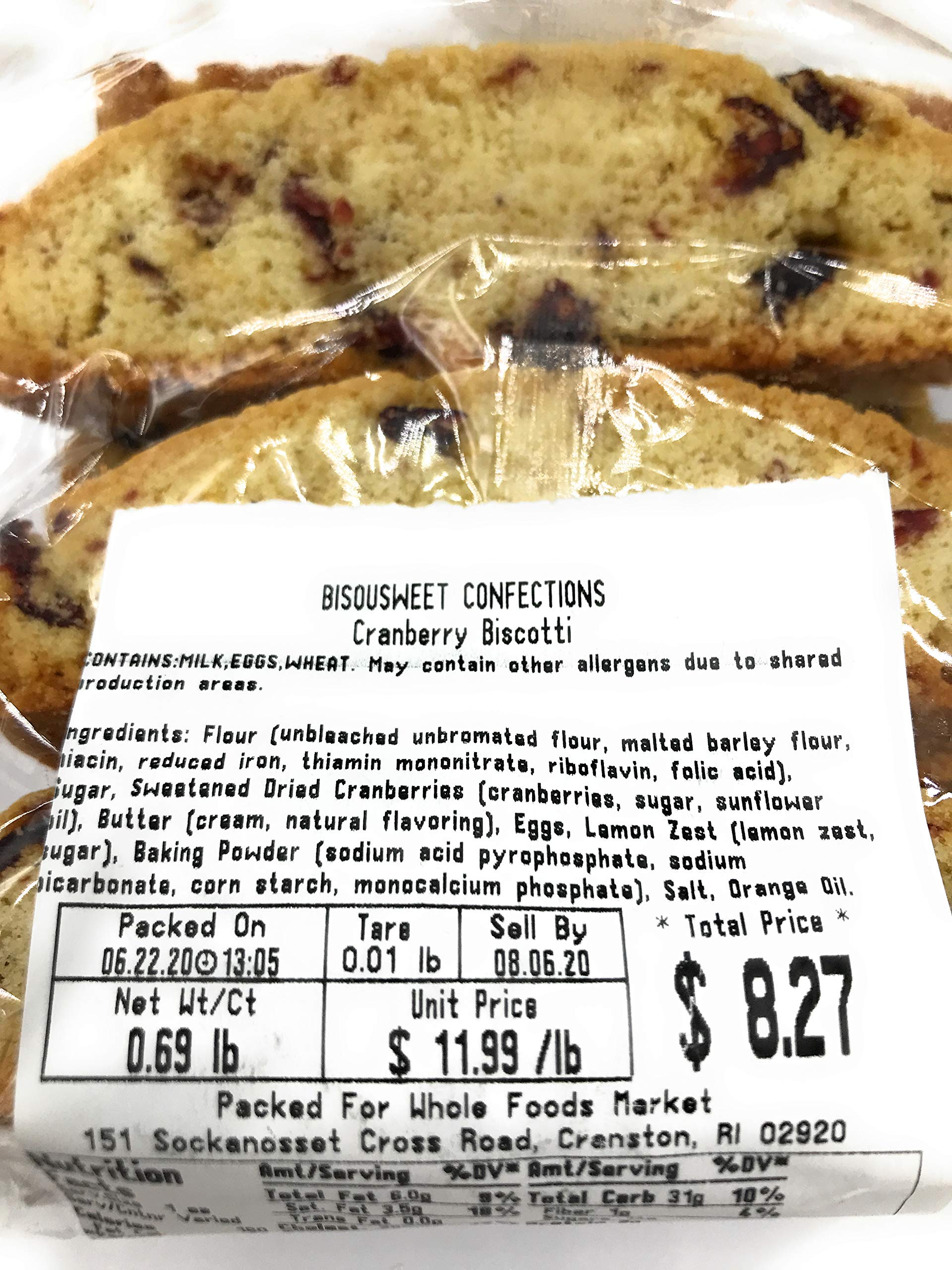 Bisousweet Confections Cranberry Orange Biscotti | Grocery Pickup